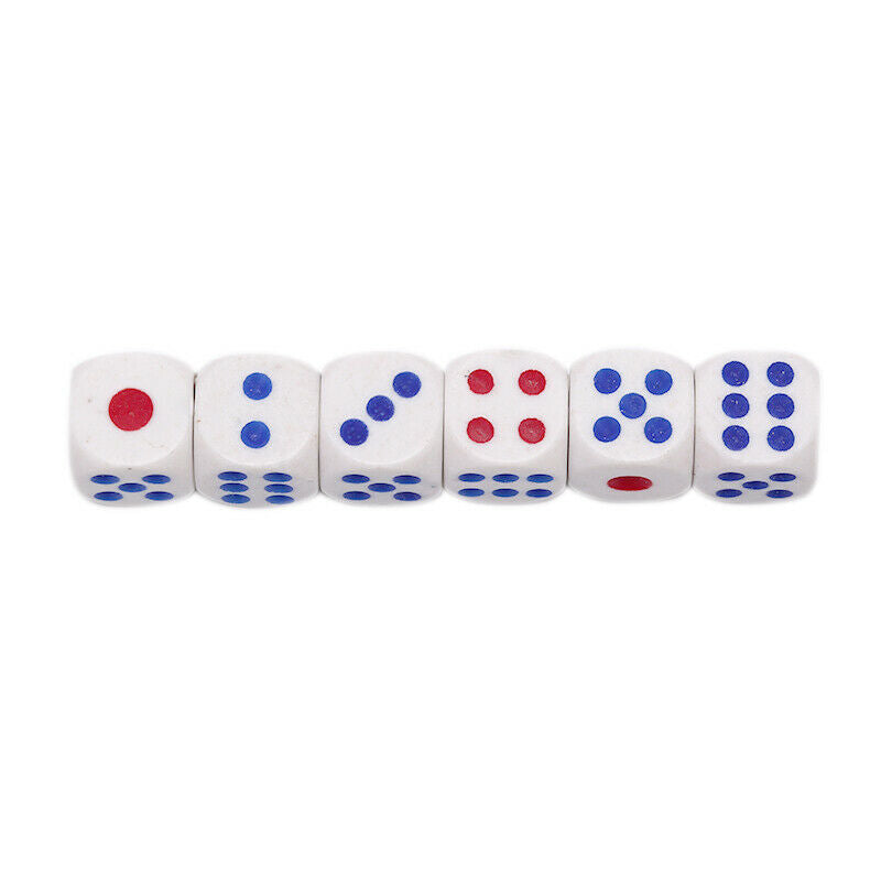 6x 10mm Acrylic White Round Corner Dice Clear Dice Portable Table Playing GameE]