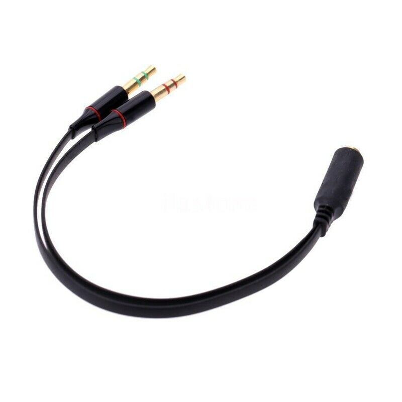 5X(Black 3.5mm Y Splitter 2 Jack Male to 1 Female Headphone Mic Audio Adap L6Y1)