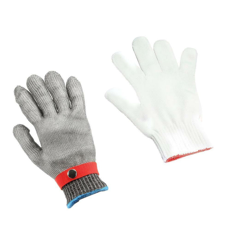 Work Glove Safety Cut Proof Stab Resistant Metal Welding 25cm Red Button
