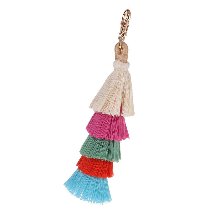 Hand Made Colorful Bohemian Pom Pom Tassel Bag Charm Keychain