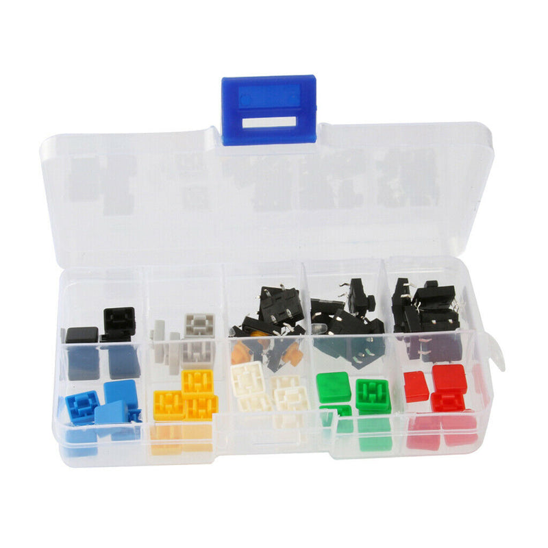 Set Of 50 Tactile Buttons Push Button Switch Button And Square Caps Key Cap