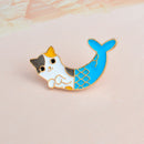Blue Cat Fish Fishtail Animal Brooch Lucky Mermaid Badge Enamel Denim Leath V7J3