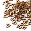100Pcs Wooden Love Shape Hearts Patches Wooden Heart Embellishments Crafts
