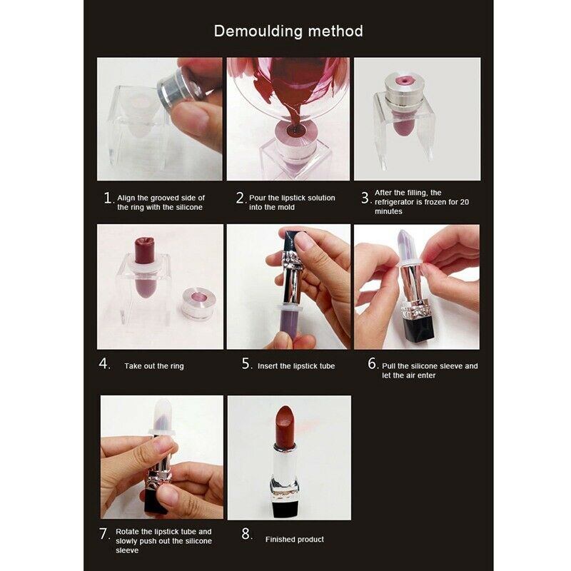 9-piece DIY 12.1mm simple lipstick filling tube silicone mold aluminum ring B4P4