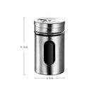 1X(Stainless Steel Seasoning Condiment Jar Glass Spice Pepper Salt Shakers