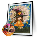 DIY Full Round Diamond Painting Little Witch Cat Wall Picture Rhinestone