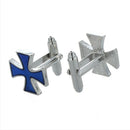 Stainless Steel Men Cuff Link CUFFLINKS Shirt Set Iron Cross Windmill--Blue V5P4