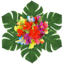 107 Pcs Tropical Party Decoration Set with Hawaiian Table Skirt Palm Leaves
