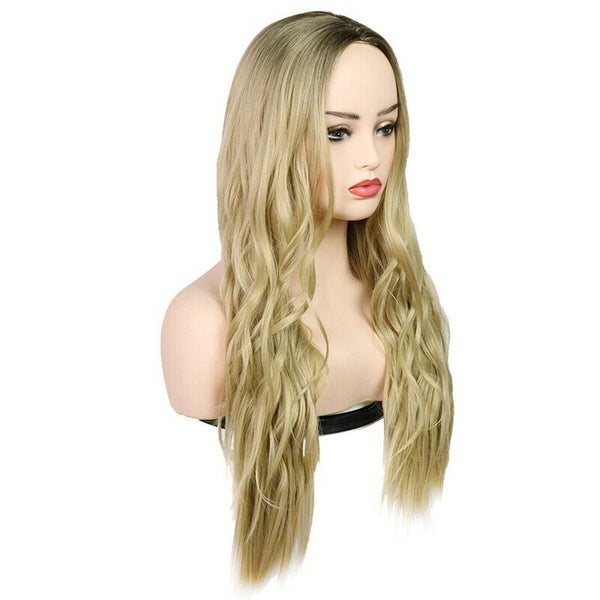 Beauty Synthetic Long Wavy Wig For Woman Wig Brown Black Heat Resistant Fib B6Y5