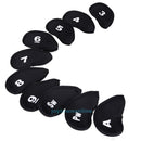 10Pcs Durable Neoprene Golf Head Cover Club Iron Putter Head Protector Set Black