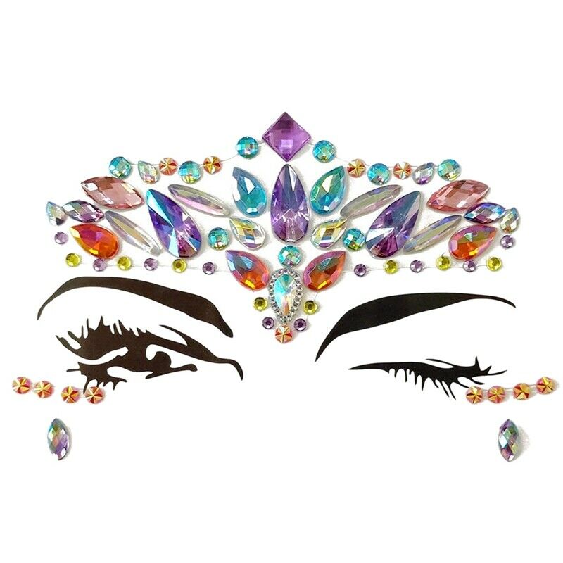 6 Sets Face Gems Rhinestone Mermaid Face Jewels Tattoo - Face Crystal Stick E9R9