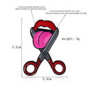 Creative Red Lip Brooch Fashion Scissors Pins Badge Backpack Jacket Gift