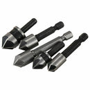 5pc Industrial 5 Flutes Countersink Drill Bit Set Wood 45 Steel Working Cha W7C2