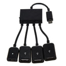 Black USB 4-port Micro Power Cargo OTG Hub Cable adapter V6Q6