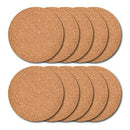 Set of 10 Cork Bar Drink Coasters - Absorbent and Reusable - 90mm, 5mm Thic