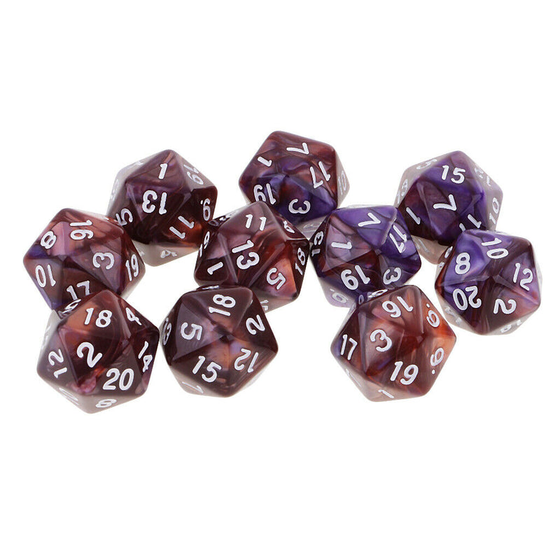 10pcs 20 Sided Dice D20 Polyhedral Dice for Dungeons and Dragons Table Games