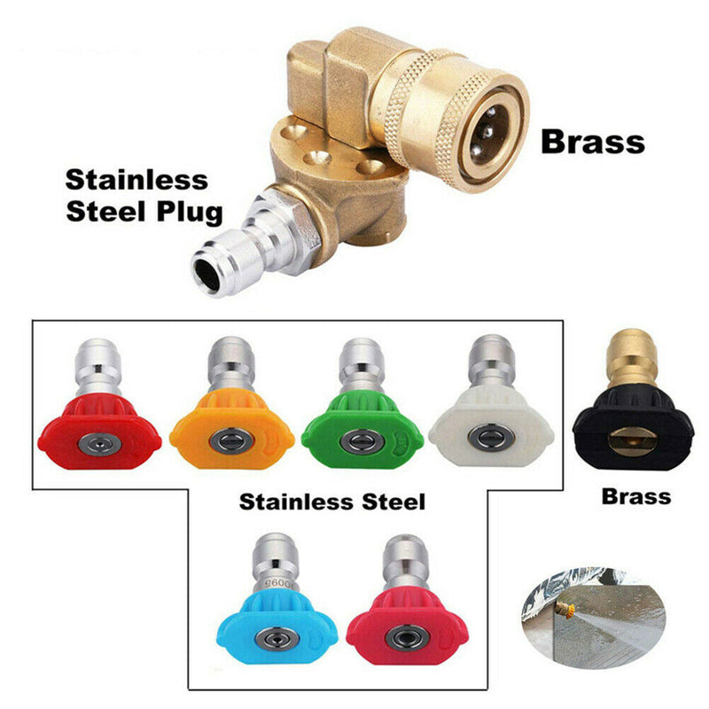 Car Durable Power Washer Spray Nozzle Tips Brass Pivoting Coupler Accessories