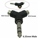 2x Audio Splitter 1 Stereo 6.35mm 1/4 inch Male Plug to 2 RCA Female Jack Y U5R9