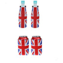 4 x UK Flag Pattern Stubby Beer Soda Tin Can Chilling Wrap Cooler Holder