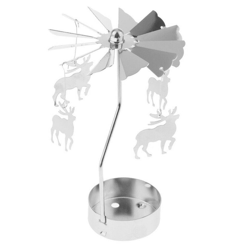 4xRotary Metal Tea Light Candle Holder Snowflake E Tree Owl Stand