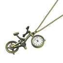 Bronze Tone Metal Bicycle Shaped Pendant Necklace Watch For Women O7Z3