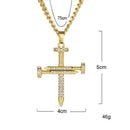 Punk Rock Crystal Cross Crucifix Pendant Necklace Women Mens Fashion Jewelry