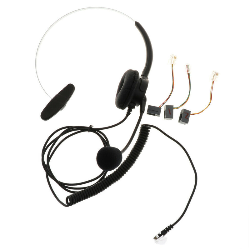 2 Pack Hands-Free Call Center Noise Cancelling Corded Monaural Headset Headphone