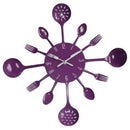 Housewares Cutlery Wall Clock - Purple D1S5