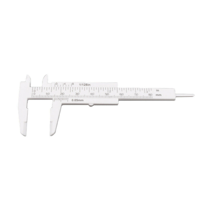 Plastic Vernier Scale Ruler Caliper Metric/ Imperial 0-80mm Reading Whtie