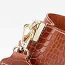 Crocodile Leather Women Shoulder Bag Messenger Bucket Handbag (Light Brown)