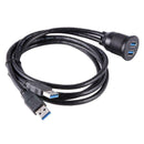 Car Usb3.0 Dual Port Extension Dashboard Panel Double 1m Waterproof New M9U9
