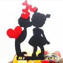 1PC Cake Topper Black Boy & Girl with Red Heart Wedding Paper DIY Wedding Part@