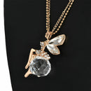 Charm Crystal Fairy Angel Wing Pendant Necklace Long Chain Chic Sweater Jewelry