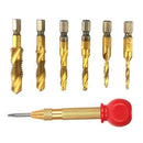 6 Pcs Combination Drill Screw Tap Bit Set, 1/4 In Hss Hex Shank Metric Comb
