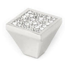 Zinc Alloy Rhinestone Drawer Square Cabinet Pull Handle Knob- Chrome R1I6