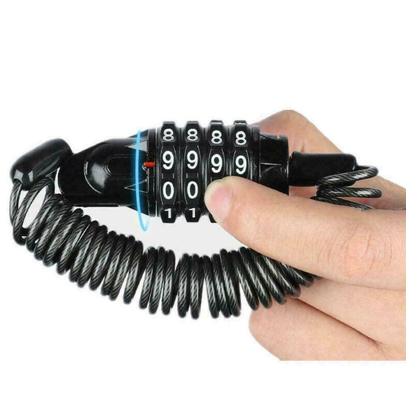 1*Motorcycle Helmet Lock Cable Black Tough Combination Anti-theft Password R6T0