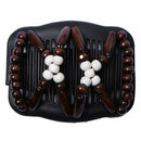 Magic Wood Beads Double Hair Comb Clip Stretchy Women Hairwear 2