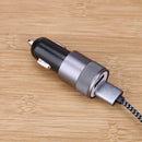 Metal Dual USB 2.1A Car Cigarette Lighter Adapter Charger(Gray+Black) A