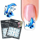 2PCS Nail Art Water Transfer Dolphin Animal Blue Sea Decor Manicure Stickers