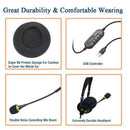 USB Wired Headset Computer Headphone+Microphone Noise Cancelling For PC Laptop_