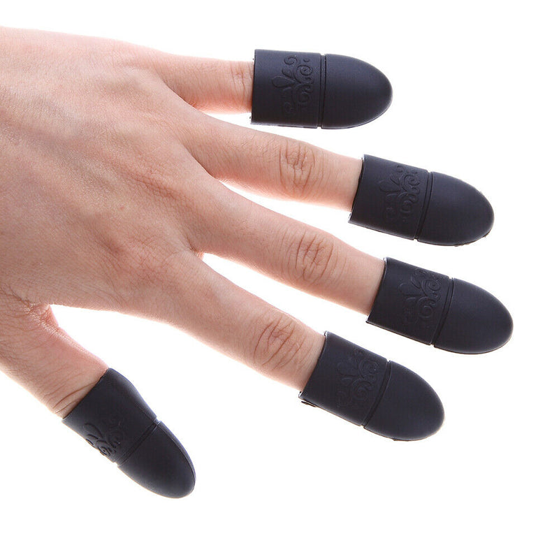 10pcs Nail Polish Remover Cap Manicure Tips UV Gel Clean Wrap Cover (Black)