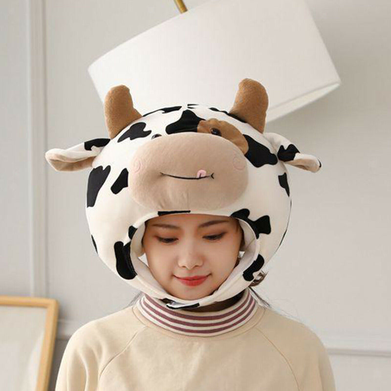 Cute Girl Hat Plush Cow Animal Themed Hat Cap Head Warmer Photo Supplies Props