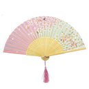 Japanese Chinese Bamboo Lace Cherry Blossom Folding Hand Fan Wedding Party B Gw