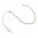 Women Men White Rosary Beads Pearls Cross Pendant Necklace Charm Jewelry IVQ