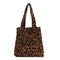 Women Corduroy Handbag Animal Print Big Capacity Shoulder Bag (Leopard)