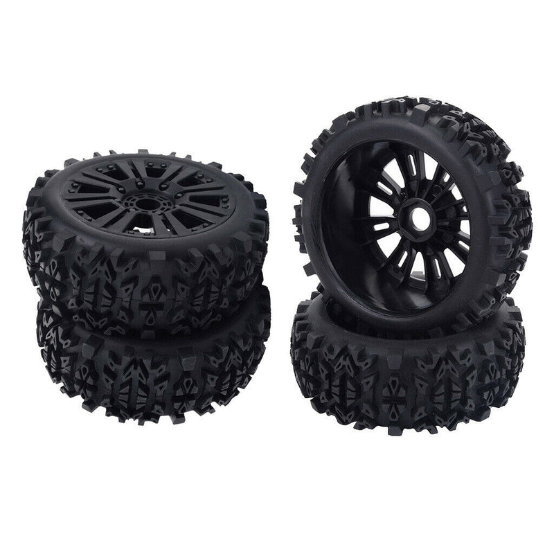 4 Packs Rubber Tires Wheel Crawler Black 1/8 RC Truggy Truck Replacements