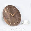 12-Inch Large Wooden Wall Clock Battery Operated Mute, with Walnut Wood Dia