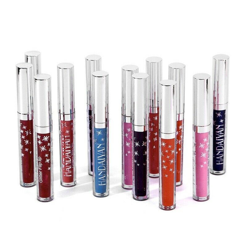 Handaiyan Shiny Lip Gloss Shimmer Lip Tint Matte To Glitter Liquid Lipstick M7D3