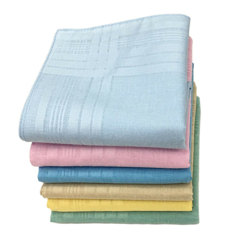 12x Classic 100% Cotton Plain Handkerchiefs Square Hankie Party Kerchiefs
