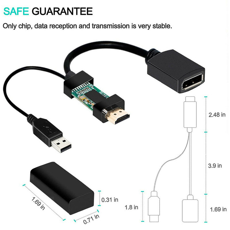 HDMI 1.4 to DP DisplayPort 1.2 Adapter Converter Cable 1080P UHD 4K with USB